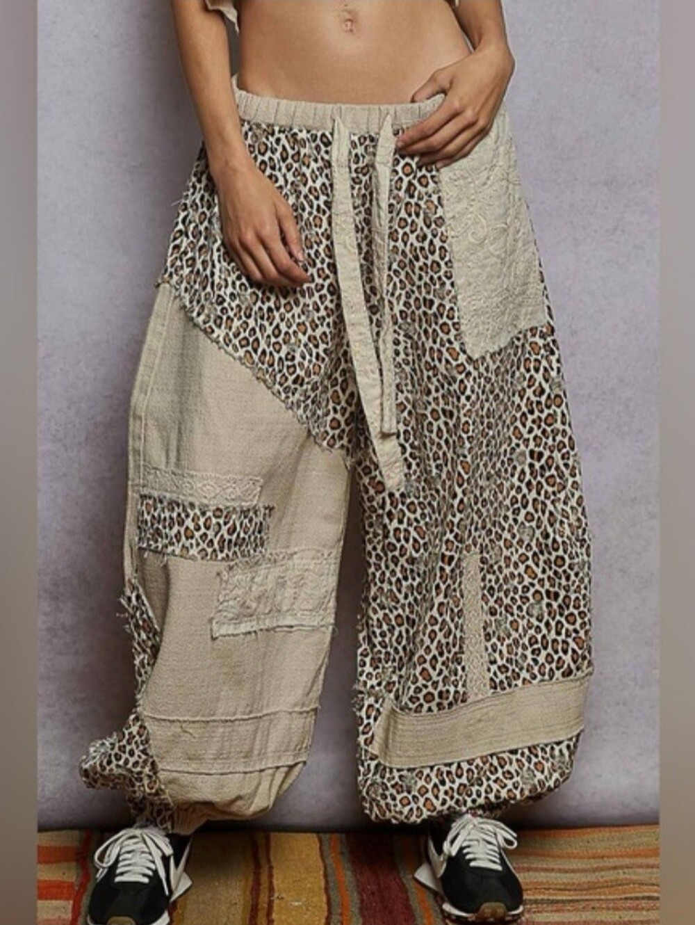 🔥 RARE & HARD TO FIND! POL Clothing Leopard Print Patchwork Jogger Pants 🔥